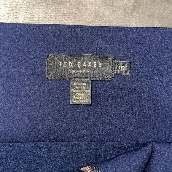 Ted Baker XL (5) Navy Kaara Midi Front Zip High Waist Belted Pencil Skirt - Picture 11 of 14